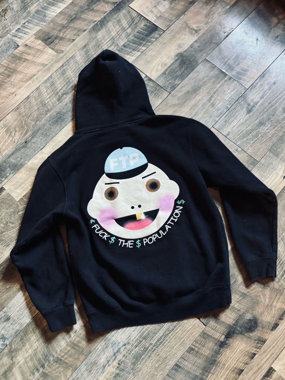 FTP Black Pullover Hoodie with Small Logo - Men